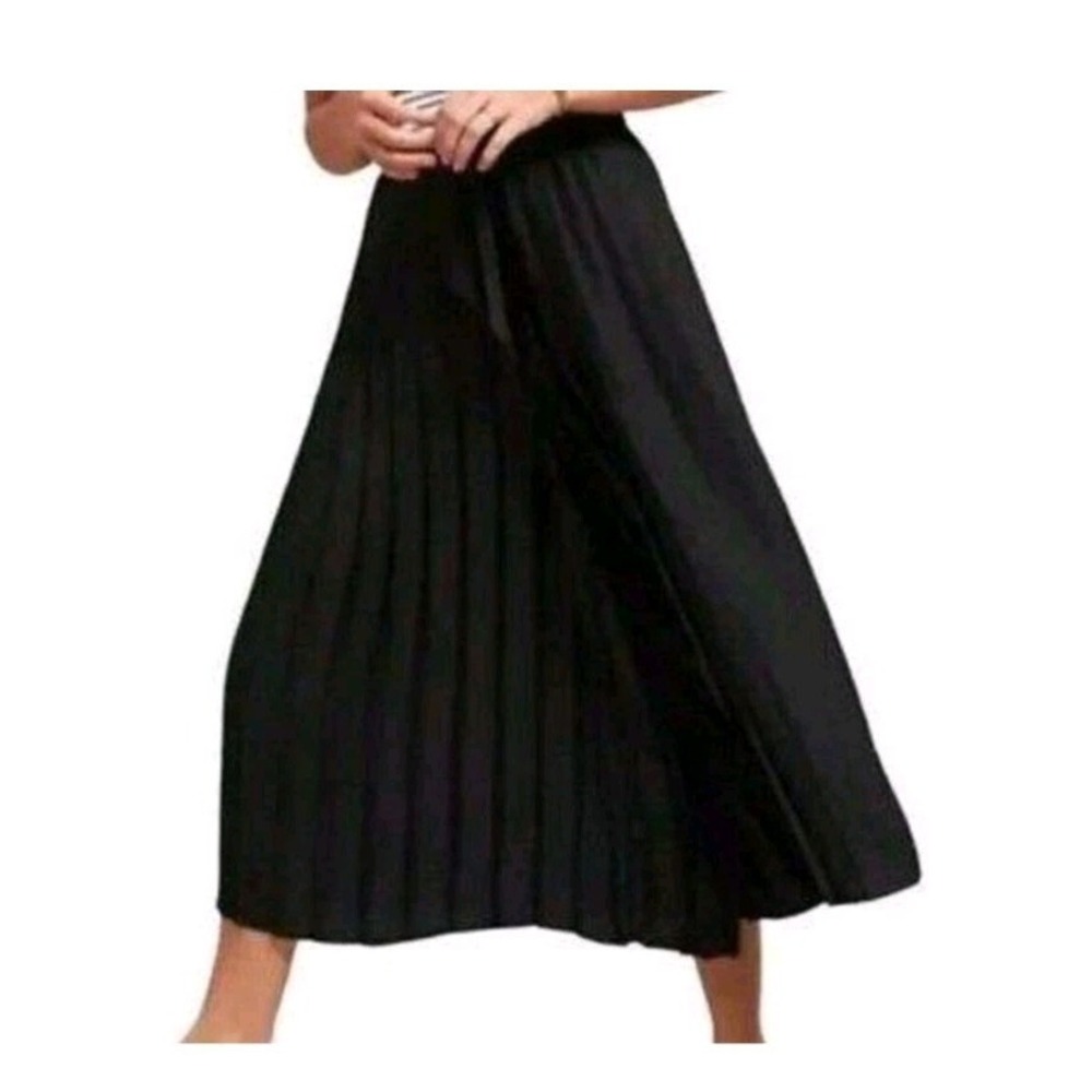 Anthropologie Feather Bone Black Pleated Wide-Leg Culette Pants Sz XS